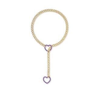 Heart O-ring Slip Chain Necklace For Women, Punk Gothic Cuban Necklace Green